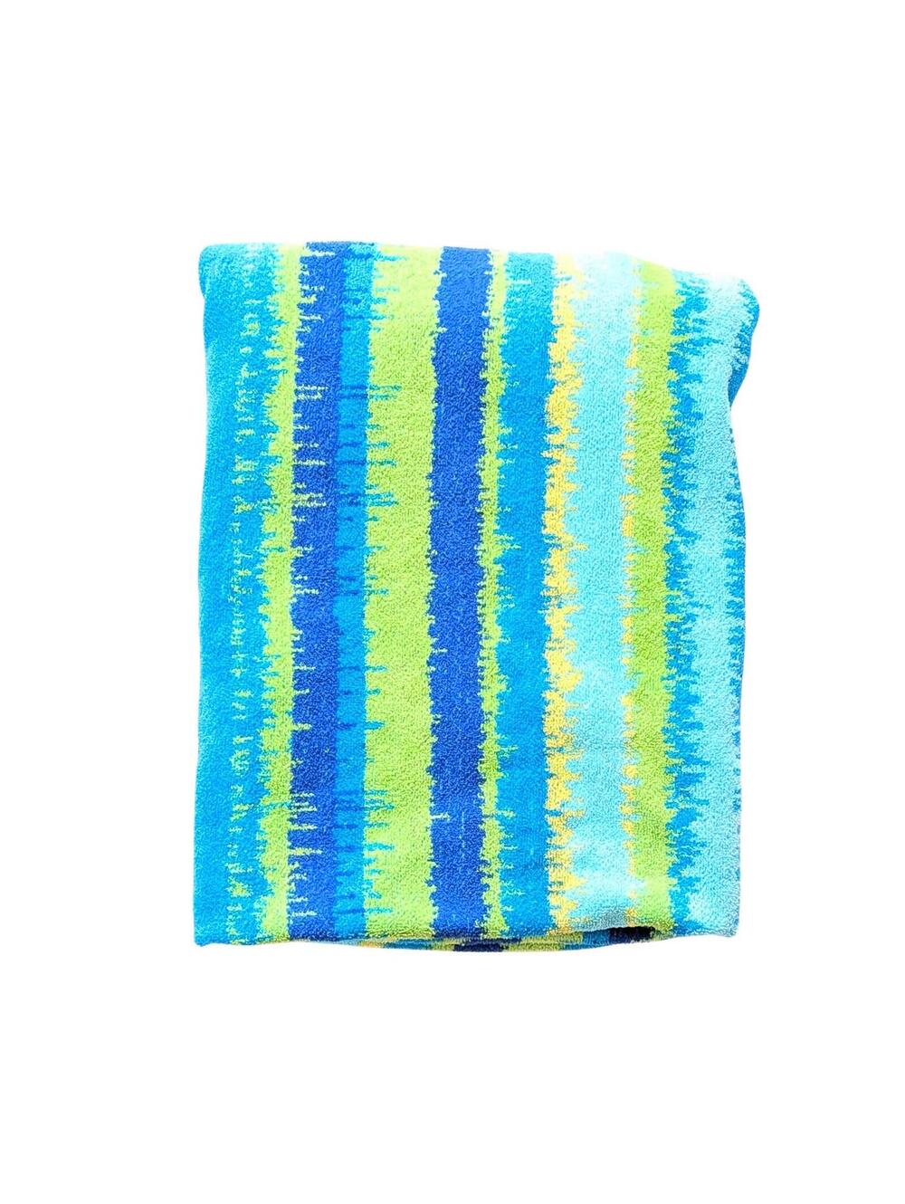 Vintage Beach Towel with Colorful Striped Zig Zag Pattern